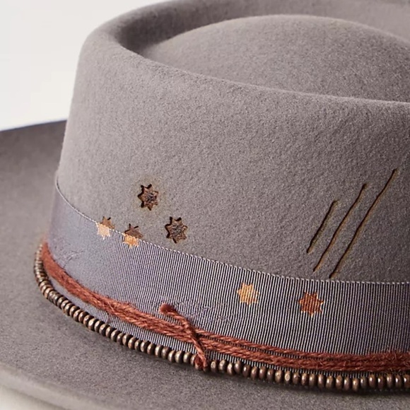 Free People Cosmic Round top Wool Felt Fedora with Celestial Medium main image 4